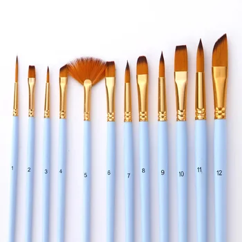12 Adet İnce boya fırçası Seti Naylon Saç Çeşitli Stil Farklı Boyut Akrilik Yağ Suluboya Sanatçı cetvel kalemi Malzemeleri 0