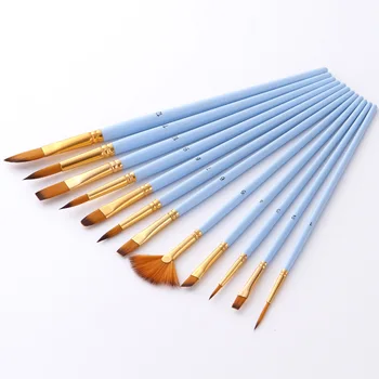 12 Adet İnce boya fırçası Seti Naylon Saç Çeşitli Stil Farklı Boyut Akrilik Yağ Suluboya Sanatçı cetvel kalemi Malzemeleri 1