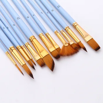 12 Adet İnce boya fırçası Seti Naylon Saç Çeşitli Stil Farklı Boyut Akrilik Yağ Suluboya Sanatçı cetvel kalemi Malzemeleri 4