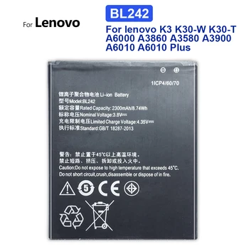 BL 242 BL242 lenovo için batarya K3 K30-W K30-T A6000 A3860 A3580 A3900 A6010 A6010 Artı A6010Plus Şarj Edilebilir Piller
