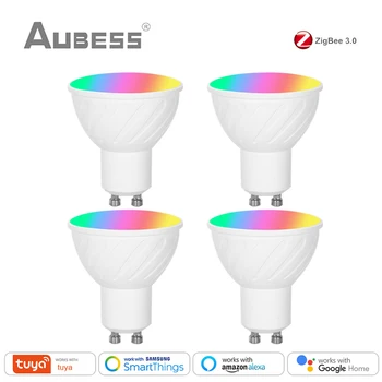 Tuya Zigbee 3.0 Akıllı Ampul RGBCW GU10 5W Akıllı Ev Led lamba ışığı İle Akıllı Yaşam Smartthings Ses Kontrolü Alexa Google Ev 0