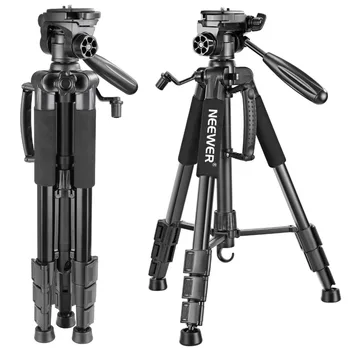Neewer Taşınabilir 56 inç / 142cm Alüminyum kamera tripodu 3 Yollu Döner Pan Kafa+Taşıma Çantası Canon Nikon Sony DSLR Kamera için