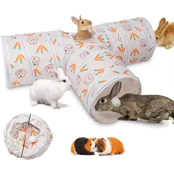 Süet T şeklinde Tüneller Tüpler Üç kanallı Katlanabilir Tavşan Hideout Pet Küçük Hayvan Oyuncaklar Tavşanlar İçin Tavşan Kobay Kedi