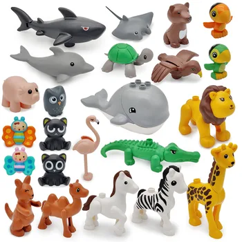 Büyük Yapı Taşı Okyanus Hayvanat Bahçesi Balinalar Timsahlar Aslanlar Koyun Hexapod Hayvanlar blok oyuncaklar Çocuklar İçin Uyumlu Büyük Boy Rakamlar