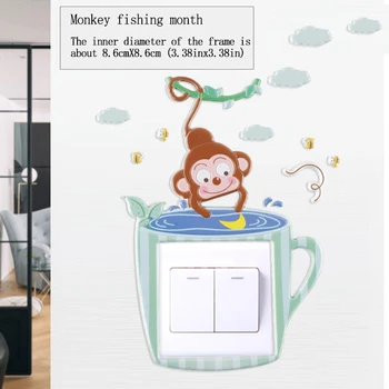 Hayvan unicorn maymun kapak karikatür odası dekorasyon 3D Silikon duvar on-off anahtarı ışık aydınlık duvar outlet sticker 2