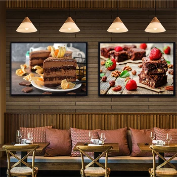 Ev Dekoratif baskı tablo Gıda Kahve Çekirdekleri Kek Ekmek Peynir Duvar Resmi Modüler Tuval Poster Modern Tarzı Restoran 3