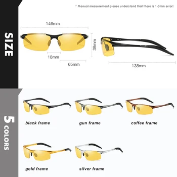 En iyi parlama önleyici Gündüz Gece Görüş Gözlüğü Sürüş Erkekler Polarize Güneş Gözlüğü Fotokromik Sürücü Gözlük Gözlük zonnebril heren 2