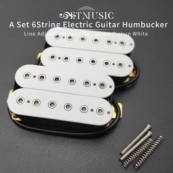 Bir Set 6 Dize Elektrik Gitar Manyetikler Humbucker Çift Hat Ayarlanabilir 4 adet Hex Vida Pickup Beyaz