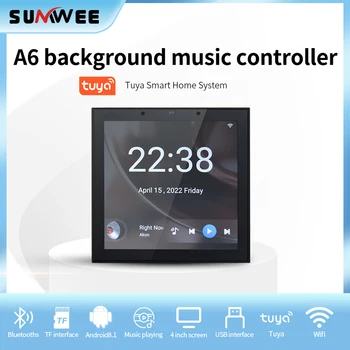 TUYA Akıllı WİFİ Bluetooth Duvar Amplifikatör Android Sistemi HD Dokunmatik Panel Ev Sineması Arka Plan Müzik Stereo Çalar SUMWEE 4