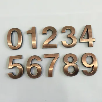 Yeni 1 ADET 0-9 Bronz Ev Numaraları 70 * 48 * 8mm Otel Ev Kapı ABS Kaplama Numarası Basamak Etiket Plakası İşaretleri Adres Plakası Hotsale