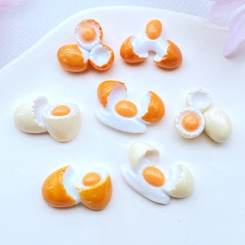 10 Adet Yeni Sevimli Reçine Mini Yumurta Düz Geri Cabochon Karalama Defteri Kawaii DIY Bezemeler Aksesuarları