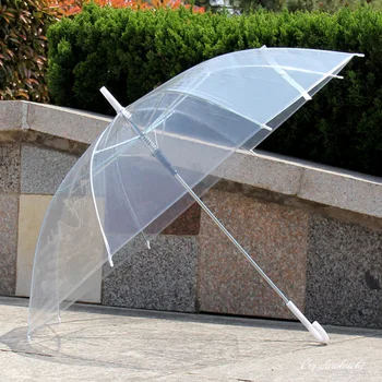50 ADET Toptan Çok Renkli Şeffaf Şemsiye Şeffaf PVC Şemsiye Uzun Saplı Yağmur Geçirmez Şemsiye