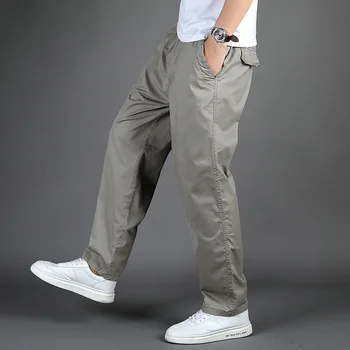Kentsel Moda Bahar Sonbahar Yeni Erkek Rahat Pantolon Gevşek Artı Boyutu Düz Kargo Pantolon rahat spor pantolon Tüm Eşleşen Pantolon 6XL