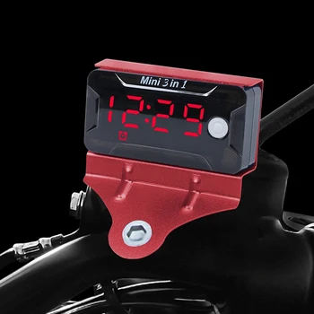Yeni 1 adet Motosiklet Gerilim Metre 3 İn 1 LED Ekran Çok fonksiyonlu Dijital Saat Termometre 12V Voltmetre Aksesuarları