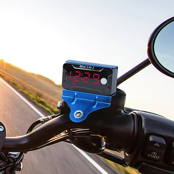 Yeni 1 adet Motosiklet Gerilim Metre 3 İn 1 LED Ekran Çok fonksiyonlu Dijital Saat Termometre 12V Voltmetre Aksesuarları 3