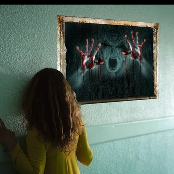 Yaratıcı terör etkisi Cadılar Bayramı gotik duvar kağıdı çıkartmaları oyun Güç Sınırlı 3D hayalet duvar dekor çıkartmaları ev dekor Cadılar Bayramı