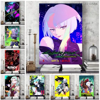 Cyberpunk Edgerunners japon animesi Posteri duvar sanatı tuval posterleri Dekorasyon sanat posterleri Hediye Modern Aile yatak odası Boyama