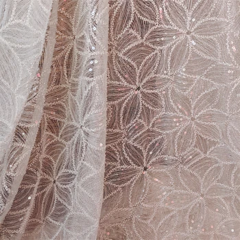 Yeni Örgü Nakış Boncuklu Sequins Dantel Kumaş Çiçek Kumaş Kumaş düğün elbisesi Etek DIY Aksesuarları 3