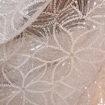 Yeni Örgü Nakış Boncuklu Sequins Dantel Kumaş Çiçek Kumaş Kumaş düğün elbisesi Etek DIY Aksesuarları 5