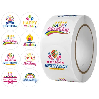 500 adet Sevimli Balon Mutlu Doğum Günü Çıkartmaları Yapışkanlı Etiketler Bebek Duş, Parti Dekorasyon, zarf Mühürler, hediye Paketleme
