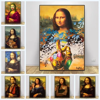 Parodi Mona Lisa Graffiti sanat tuval Boyama Portre Posterler Baskı Vintage Duvar sanat resmi Oturma Odası Ev Dekor ıçin Cuadros