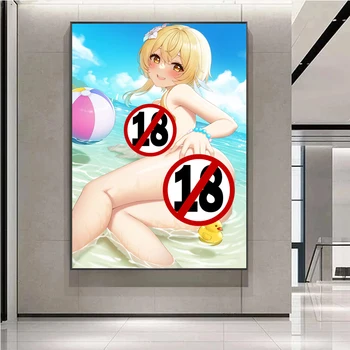 Hentai Seksi Çıplak Lümen Poster HD Çıplak Genshin Darbe Kızlar Tuval Boyama Oyunu Posterler Duvar Sanatı Baskılar Oturma Odası Dekor
