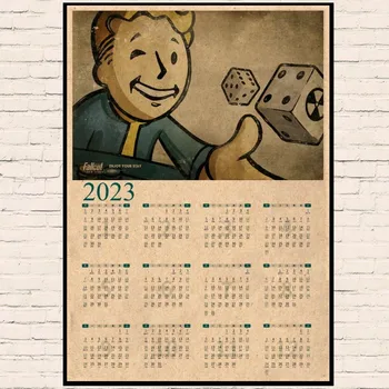 Fallout 3 4 Oyun Posteri Fallout Serisi Oyun retro 2023 Takvim Posteri Retro Kraft Kağıt Bar Cafe Ev dekor Boyama