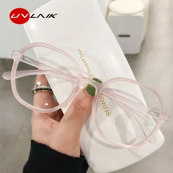 UVLAIK Miyopi Lens Gözlük Kadınlar Güzel Mat Pembe Gri Bilgisayar Gözlük Öğrenci Plastik Bitmiş Reçete Gözlük Çerçeveleri