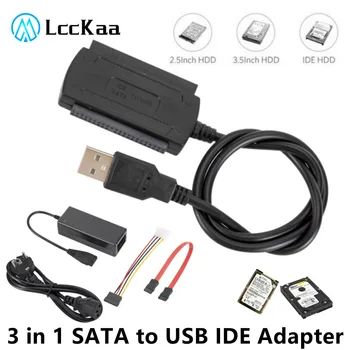 LccKaa 3 in 1 SATA USB IDE Adaptörü USB 2.0 IDE SATA 5.25 S-ATA 2.5 3.5 İnç Sabit disk HDD Adaptör Kablosu PC Laptop için