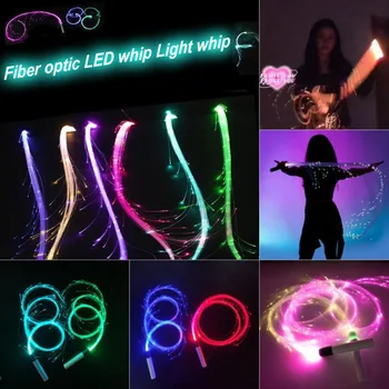 Fiber optik LED kırbaç ışık renkli dans gece kulübü Bar parti atmosferi Prop lityum pil renkli yıldırım