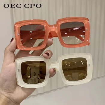OEC CPO Punk Kare Güneş Gözlüğü Kadın Erkek Trendleri Renkli güneş gözlüğü Kadın Steampunk Renkli Shades UV400 Moda Gözlük
