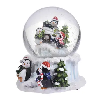 Noel Penguen Kristal Top Reçine Kar Yağışı Müzik Kutusu Ev noel hediyesi Masaüstü Süsler Noel ev partisi dekorasyonu