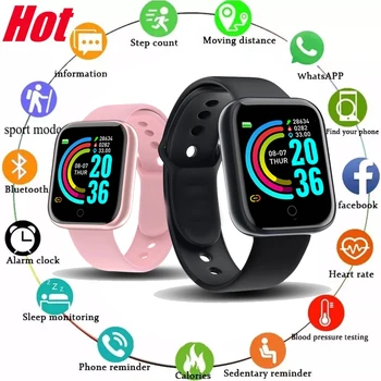 Y68 akıllı saat Erkek Kadın Kol Saatleri D20 Çocuklar Smartwatch Elektronik Saat Spor Spor İzci Bilezik Xiaomi Huawei için