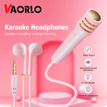 Taşınabilir Karaoke HD Mic All-in-one Kulaklık Mini Stereo Kablolu Kulaklık kulak içi Kulaklık Şarkı Artefakt Evrensel Cep Telefonu