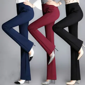 Yüksek bel kadın esneklik kalem pantolon 2020 moda ofis iş pantolon artı boyutu Flare Pantolon bayanlar resmi pantolon S-4XL