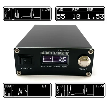 Evrensel 1.8 Mhz-30 MHz ATU-100 ATU-100M 100 W QRP Anten Otomatik Tuner+SWR Metre 2 İn 1 İçin HF Radyo USDX G1M FT-818 817
