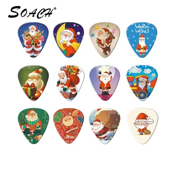 SOACH 10 ADET 0.71 mm Noel Santa gitar seçtikleri iki yan seçim aletleri gitar seçtikleri küpe DIY Mix pick gitar aksesuarları