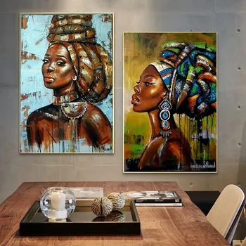 Afrika Siyah Kadın Graffiti Sanat Posterler Ve Baskılar Soyut Afrika Kız Tuval Resimleri Duvar Sanatı Resimleri Duvar Dekor