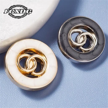 10 adet 20/25mm Giyim Düğmeleri DIY Dikiş Malzemesi Dikiş Aksesuarları Düğmeler Beyaz Siyah Yuvarlak Metal Düğmeler Ceket Ceket