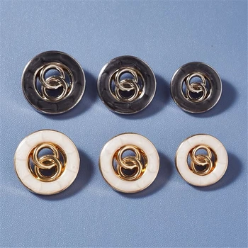 10 adet 20/25mm Giyim Düğmeleri DIY Dikiş Malzemesi Dikiş Aksesuarları Düğmeler Beyaz Siyah Yuvarlak Metal Düğmeler Ceket Ceket 1