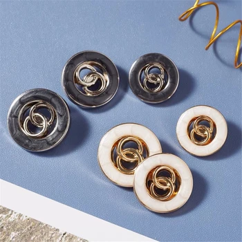 10 adet 20/25mm Giyim Düğmeleri DIY Dikiş Malzemesi Dikiş Aksesuarları Düğmeler Beyaz Siyah Yuvarlak Metal Düğmeler Ceket Ceket 2