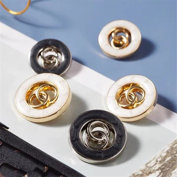 10 adet 20/25mm Giyim Düğmeleri DIY Dikiş Malzemesi Dikiş Aksesuarları Düğmeler Beyaz Siyah Yuvarlak Metal Düğmeler Ceket Ceket 3