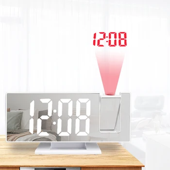 Zaman Projektör çalar saat Büyük LED Sıcaklık Göstergesi Ayna Saat Erteleme Akıllı Otomatik Parlaklık Elektronik Masa Saati