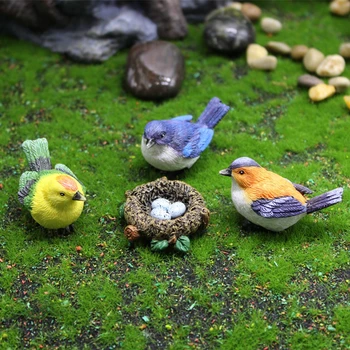 Peri bahçe minyatürleri Mini Kuş Bahçe Dekorasyon Aksesuarları Reçine El Sanatları DIY Etli Bitki Bonsai Figürler 3
