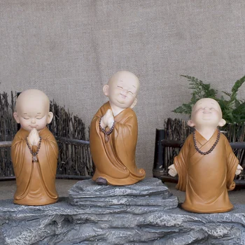Küçük Keşiş Heykel Buda Heykeli Heykelcik Süs Budist Dekor El Sanatları Ofis Ev Masaüstü Ünlü Kung Fu Çay Aksesuarları