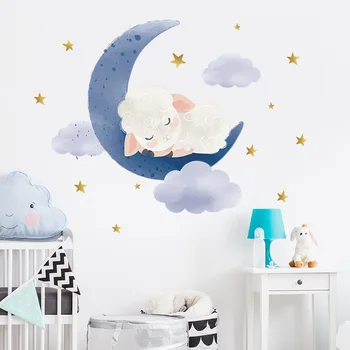 Sevimli Sleepping Koyun duvar çıkartmaları çocuk Odası Çocuk Odası Kreş Duvar Dekor Odası Dekorasyon Çıkarılabilir Çıkartmaları Çıkartmaları