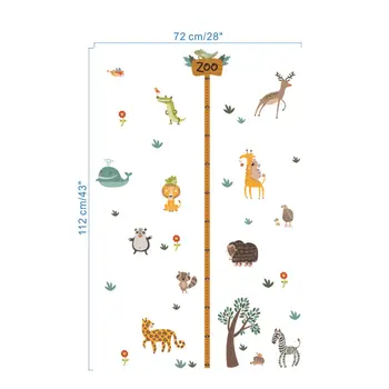 Sevimli Hayvan Ağacı Yaratıcı Büyüme Grafik Duvar Sticker Çocuk Odası Dekorasyon Çocuk Yükseklik Tedbir Mural Art Dıy Ev Çıkartmaları 4