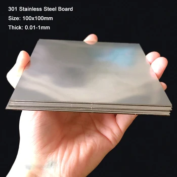 1 Adet 301 paslanmaz çelik levha SUS301 Metal Sac Levha 100x100mm * Kalın 0.01-1mm Anti-korozyon İyi İletkenlik DIY Malzeme