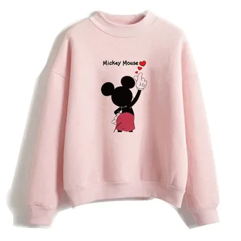 Kawaii Minnie Mouse Mickey Mouse Sevimli Anime Kazaklar Sonbahar Giyim Kadın Bahar Kore Moda Giyim Kadın Tişörtü