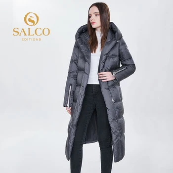 SALCO son sıcak satış inci pamuklu uzun ceket 2020, büyük fermuarlı cebi kol tasarımı, kış sıcak ceket